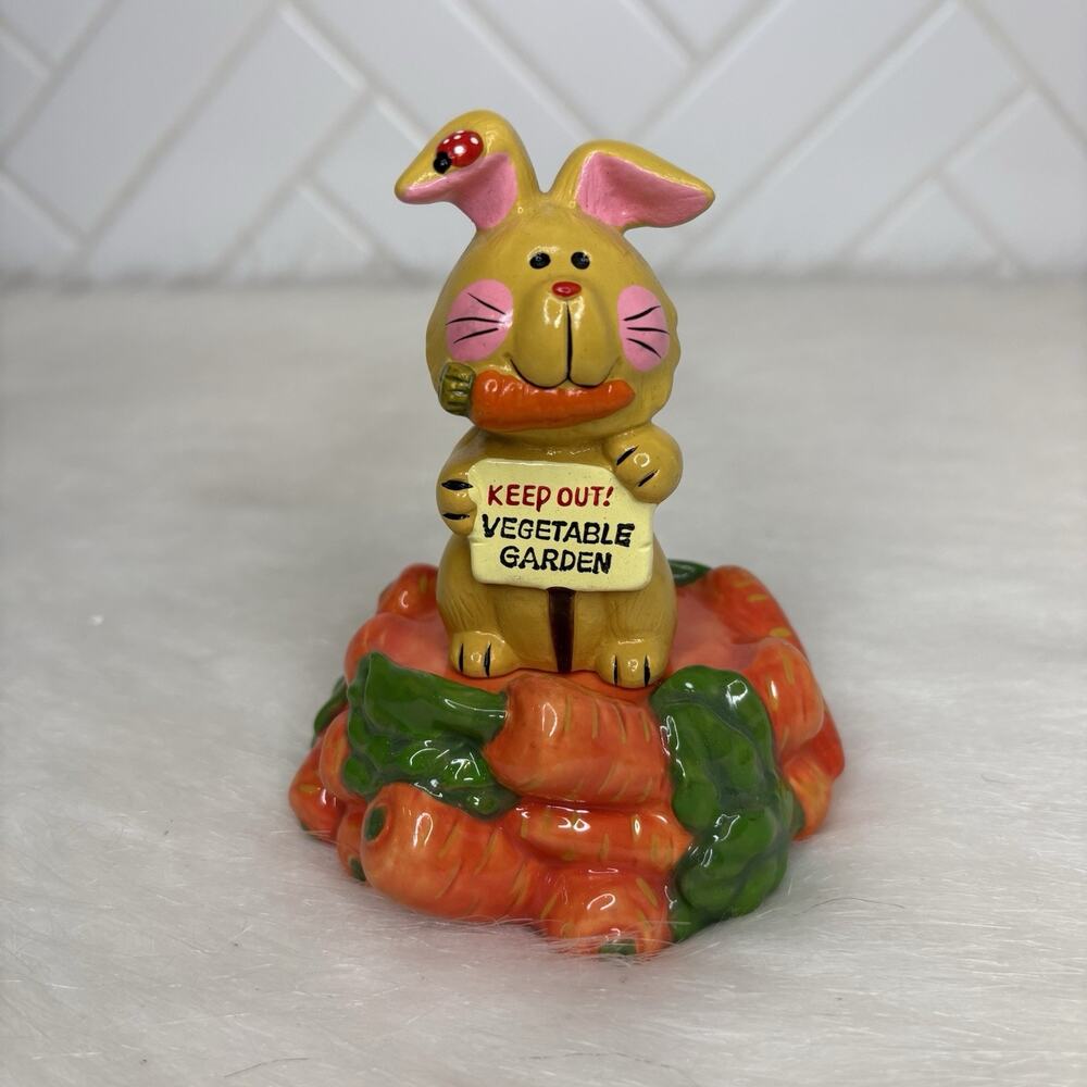 Christopher Radko Bunny Rabbit Salt Pepper Shakers Keep Out Vegetable Garden